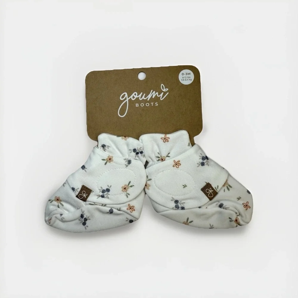 Goumi Kids Soft Stay-On Baby Boots Infant‎ Booties, 0-3M, Floral NWT